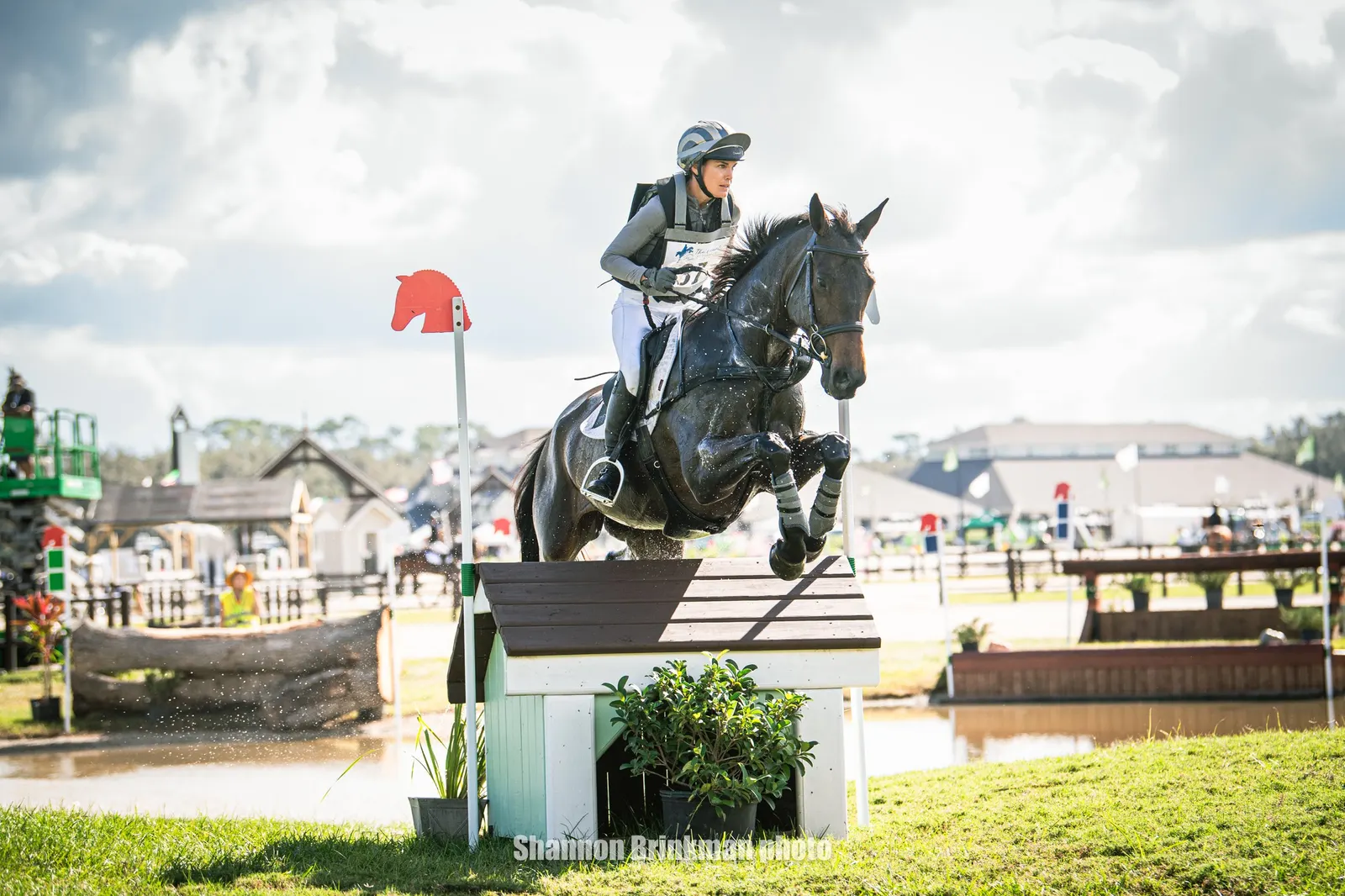 Lucienne Bellissimo riding Tremanton over a cross-country fence at The Event at TerraNova. Photo by Shannon Brinkman.
