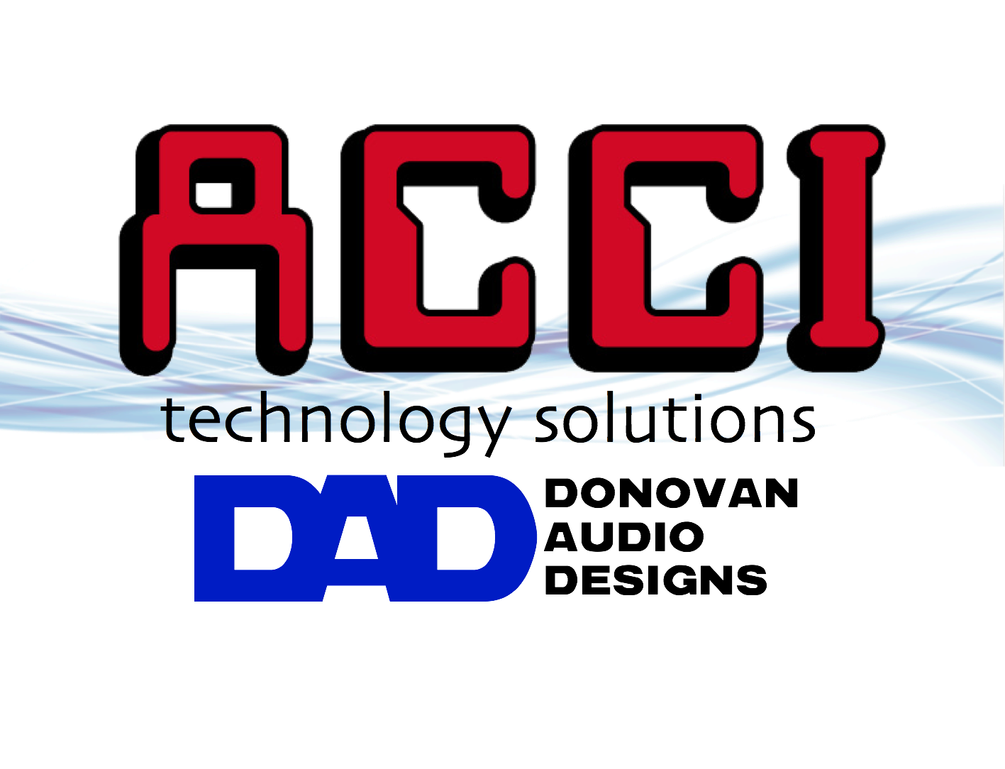 ACCI Technology Solutions logo above the Donovan Audio Designs logo on white