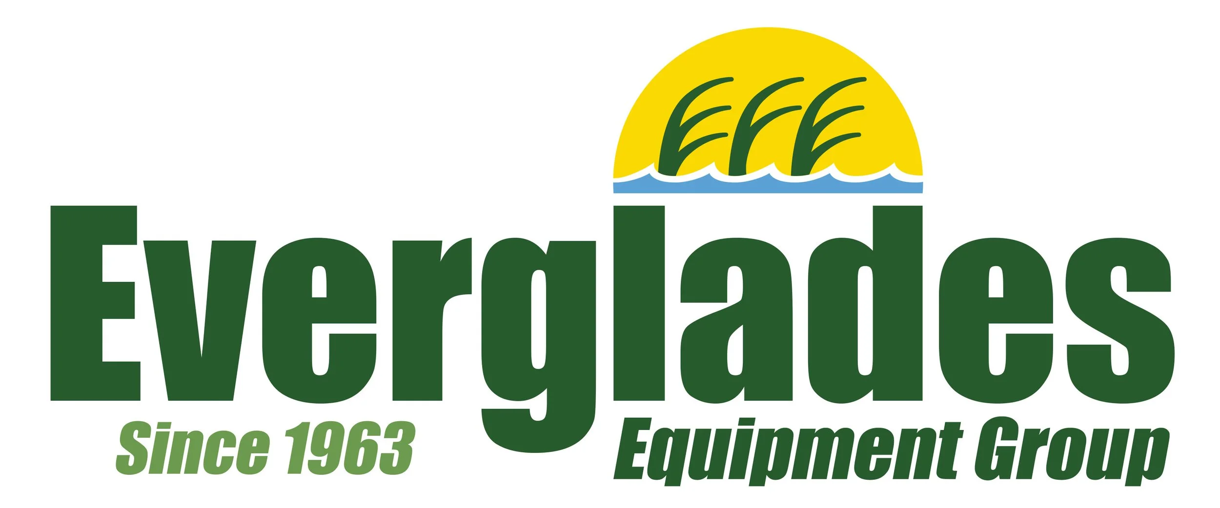 Everglades Equipment Group logo in green with a yellow sun and sawgrass mark