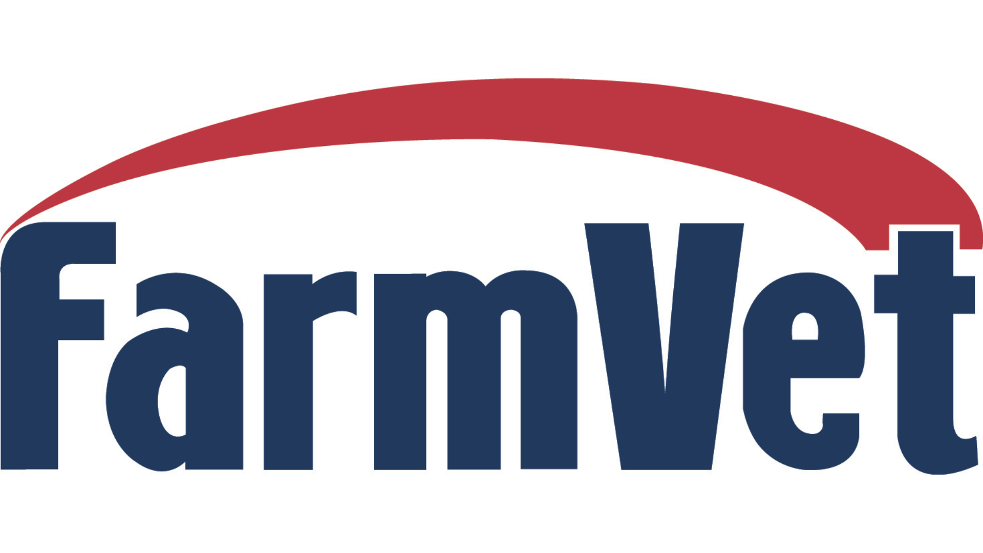 FarmVet logo in navy block letters beneath a red curved swoosh
