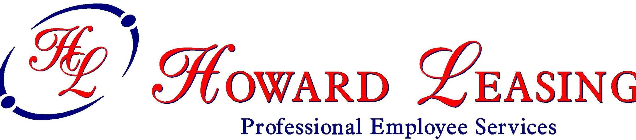 Howard Leasing logo in red script with a blue HL monogram and a services tagline