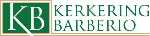 Kerkering Barberio logo with a green KB monogram block beside the firm name