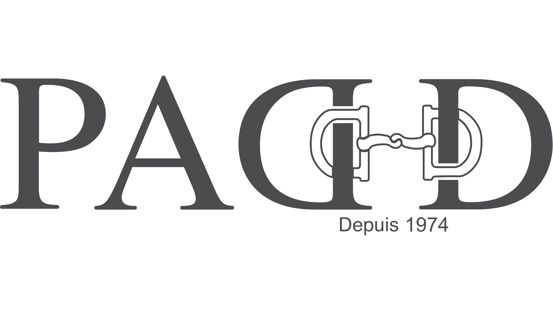 PADD wordmark in grey with a snaffle bit forming the double D letters