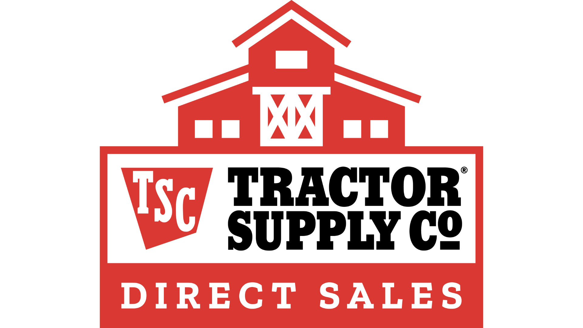 Tractor Supply Co Direct Sales logo in red and white with a barn outline