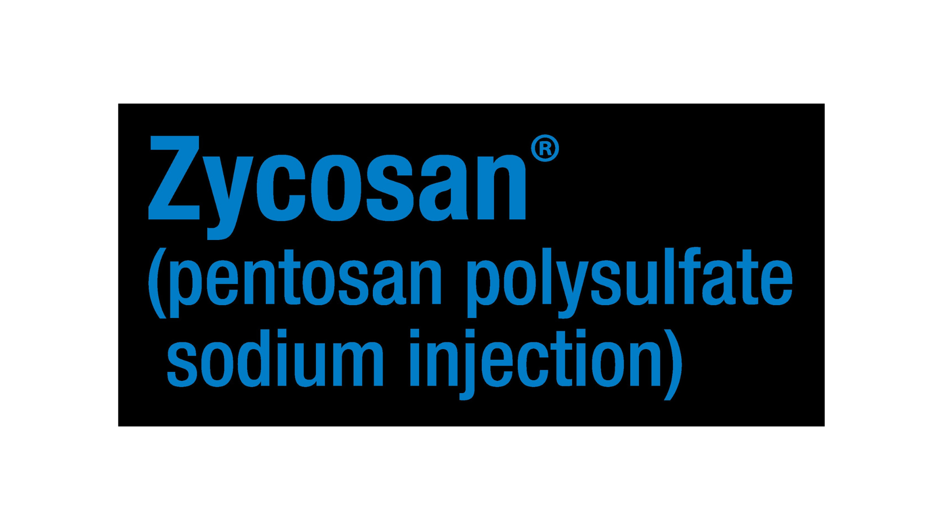 Zycosan logo in blue lettering on a black block with the generic drug name