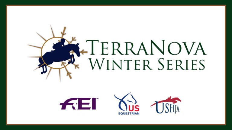 TerraNova Winter Series logo with a navy jumping horse inside a gold sun mark