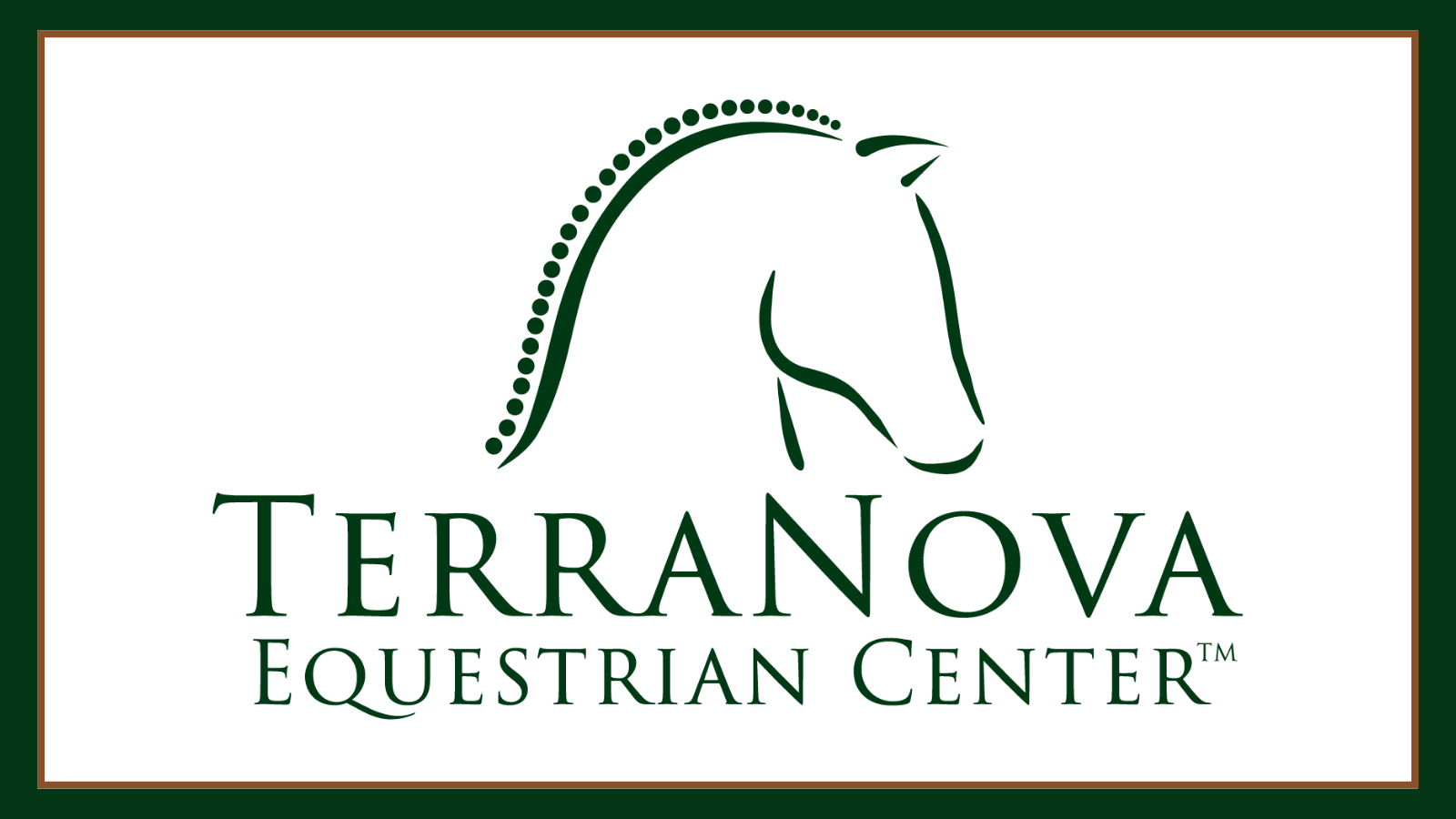 TerraNova Equestrian Center logo in dark green inside a thin green border